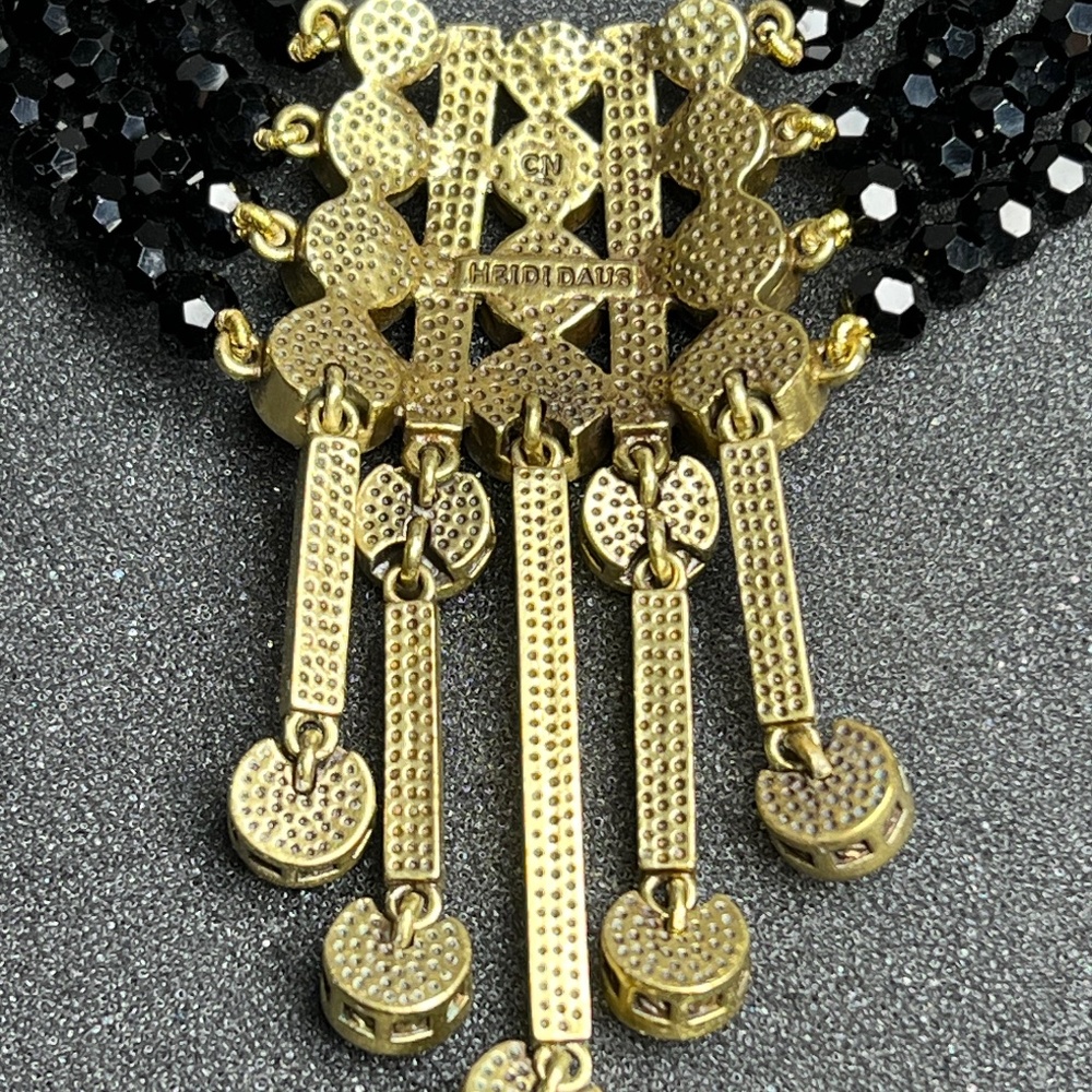 HEIDI DAUS "AN AFFAIR TO REMEMBER" 4 STRAND NECKLACE & EARRINGS SET Black & Red - Picture 7 of 14